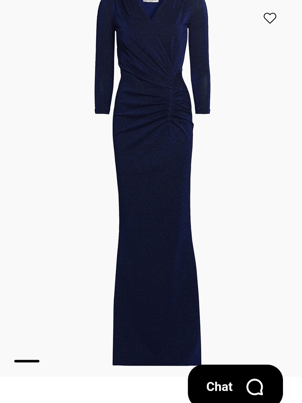 Chiara Boni Sparkly Navy Long-Sleeve Ruched Evening Gown